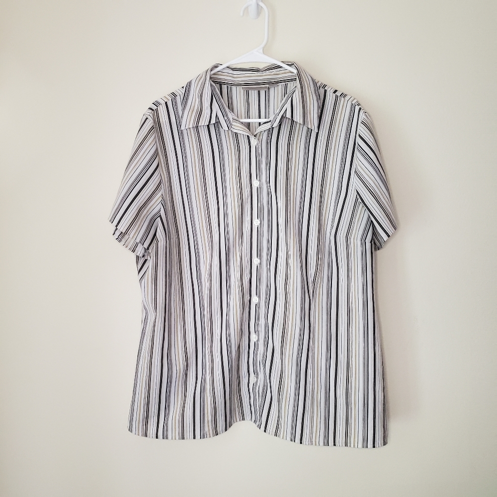 Croft and barrow striped short sleeve button up business wear size 1x